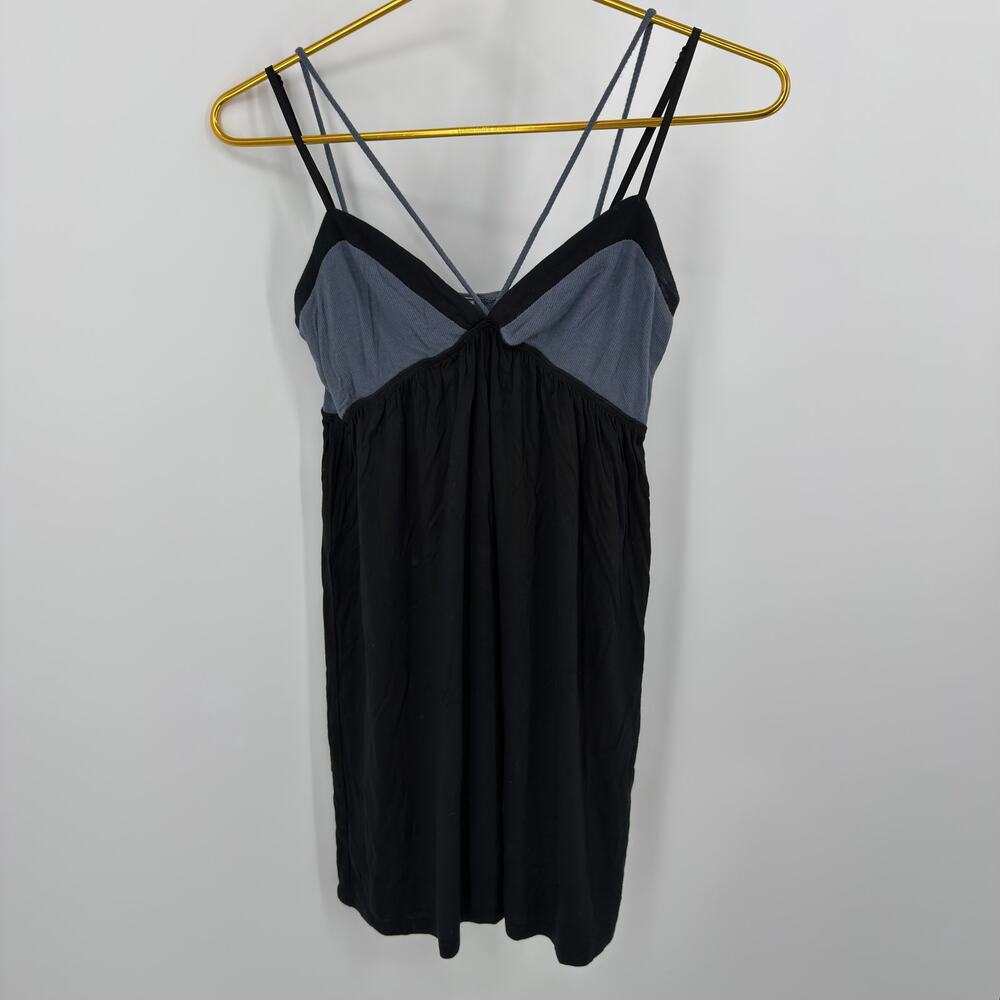 Black & Slate Blue Empire Waist Slip Top -‎ Women's M